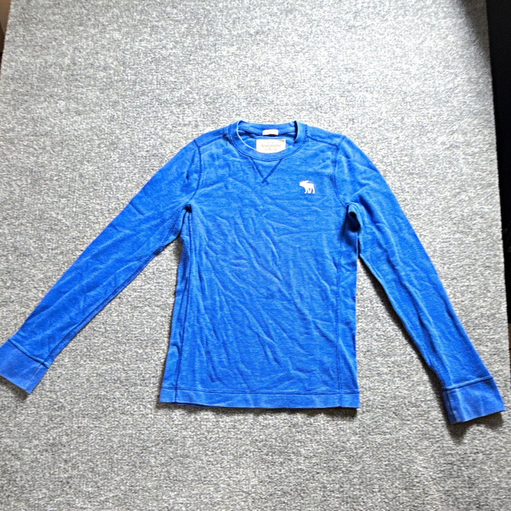 Abercrombie & Fitch Muscle Men's Blue Waffle Knit Crewneck Pullover M